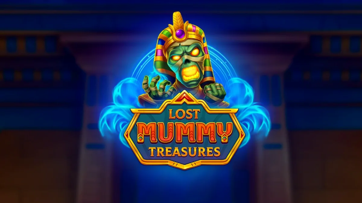 Tampilan visual slot Lost Mummy Treasures dengan simbol dewa Mesir dan kuil emas