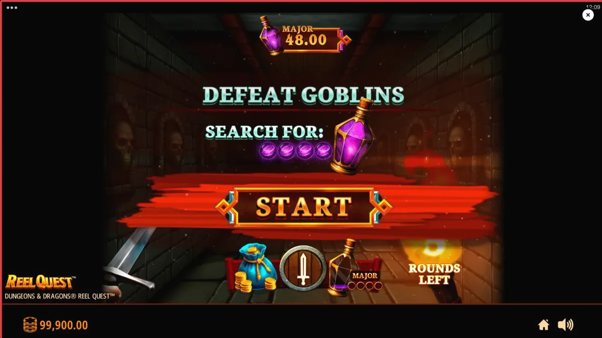 Dungeons & Dragons Reel Quest slot game interface